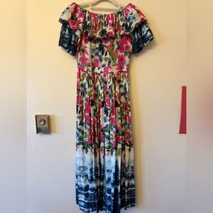 Misa Los Angeles Floral Midi Dress - Pink, Blue, Green